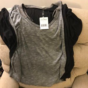 Free People Grey/Black Two Tone Tee